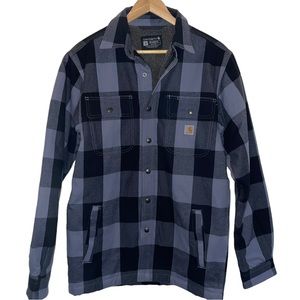 Men’s Carhartt Relaxed Fit Flannel Jacket Sherpa Lined Size Small